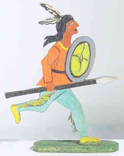 Indianer rennend mit Speer und Schild